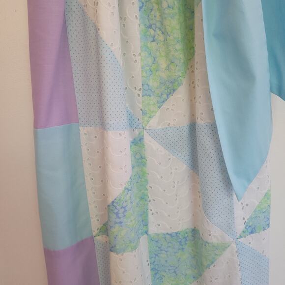 Vintage Midge Grant Patchwork Maxi Skirt Pastel Elastic Waist 60s 70s Women 8 - Picture 5 of 14